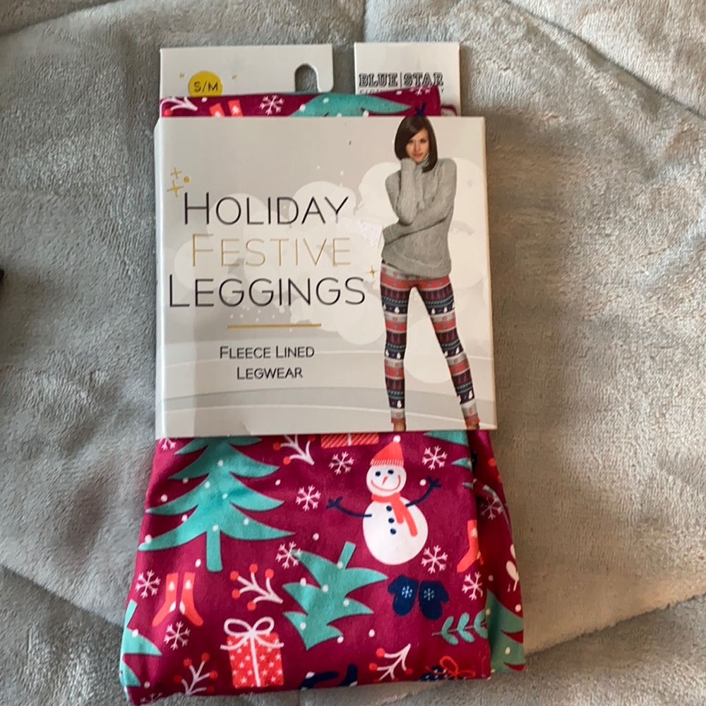 Holiday fleece lined leggings